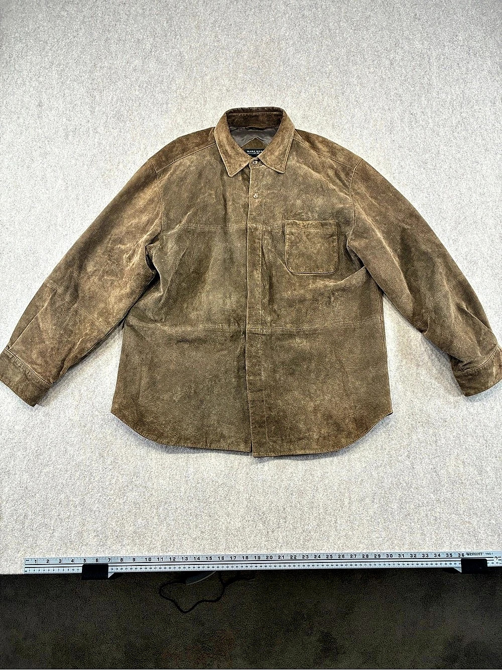 Mark Shale Men’s Brown Suede Leather Button Front Lined Jacket w/ Pockets XL